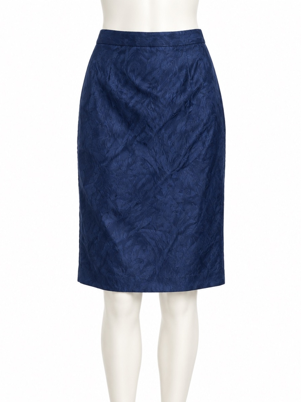 100% Silk Navy Blue Faux Wrap Skirt | Classic Elegant Minimalist Wardrobe